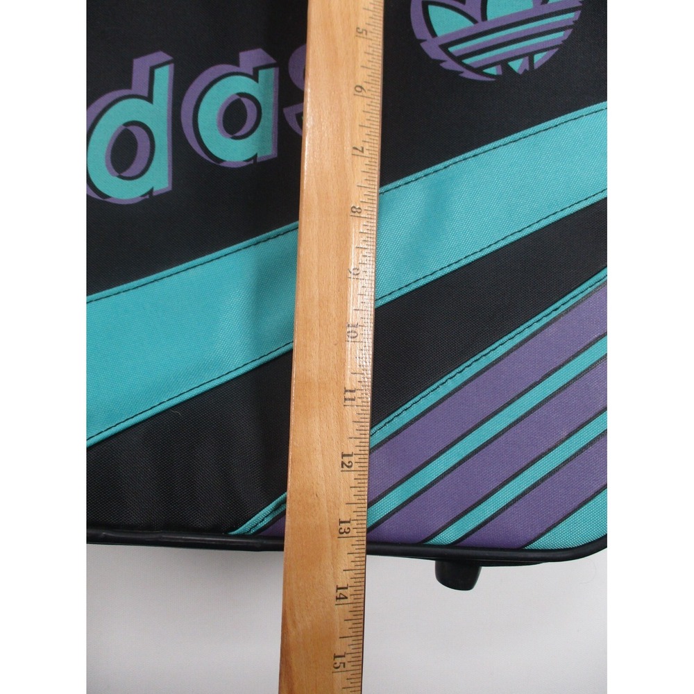 Adidas Originals Trefoil Vintage Retro Big Airliner Bag Case Black and Teal - Picture 12 of 13